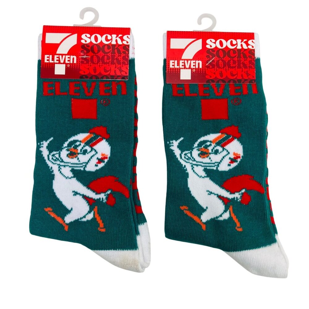 7-Eleven Thank Heaven Socks 2 pack Green, Red & White Rooster One Size Fits All
